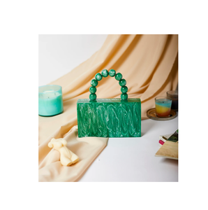 Bolso de resina con asa de latón Bolso de mano de diseñador de boda para artículos de fiesta y pulido a mano - Product Image 3