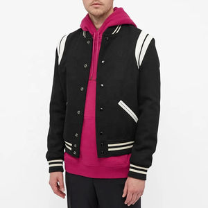 Veste universitaire noire pour homme, pour un style décontracté, col côtelé à boutons, veste universitaire pour homme, prix de gros - Product Image 3