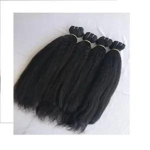 Export 100% Cambodian Mink Indian Temple Virgin 22'' Kinky Straight Bundles Extension's Single Draw Double Machine Weft Supplier