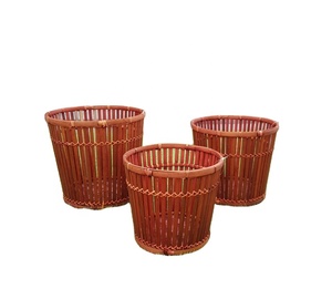 Panier en bambou naturel et multicolore pour le rangement de la maison et de la cuisine salon panier à linge 100% bambou fabriqué au Vietnam - Product Image 1