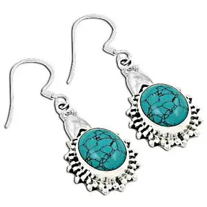 Boucles d'oreilles pendantes vintage en argent sterling 925 avec turquoise, perle d'eau douce en or 18 carats, pendentif pour femme, bijoux à gouttes - Product Image 3