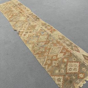 Alfombra Vintage de 2.3x10.8 pies, Alfombra Turca, Alfombra Sólida Marrón Grisácea - Product Image 2