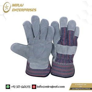 ถุงมือทำงานเชื่อมหนังวัวสำหรับผู้ชายถุงมือหนังป้องกันเพื่อความปลอดภัยถุงมือหนังสำหรับเล่นกีฬาถุงมือทำงานจากปากีสถาน - Product Image 2