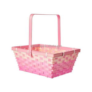 Cesta de Almacenamiento de Pascua Ecológica de Bambú Verde y Rojo Natural Hecha a Mano por Sisu Handicraft - Product Image 2