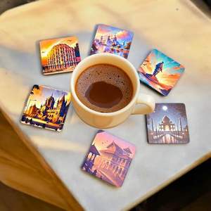 Posavasos de Madera Estampados, Hechos a Mano, de Alta Calidad, Estilo Bohemio, Ecológicos, con Patrón Único para Protección de Mesas y Encimera - Product Image 2