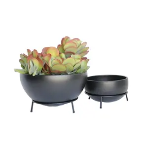 Italic Style Accent Planters Set Matte Black Light In Weight Easy Movable New American Indoor Home Planters For Countertop