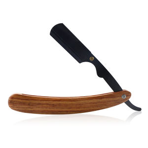 Maquinilla de afeitar recta de acero inoxidable al por mayor con mango de madera Herramienta de barbero de afeitado plegable de seguridad - Product Image 4