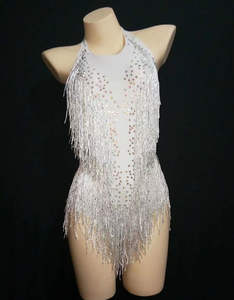 Costumes de club de danse pour femmes Combinaisons à découpes en strass à la mode pour la discothèque et la danse - Product Image 4