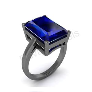 2025 recién llegado fino 925 sello lapislázuli Rectangular anillo de piedras preciosas de boda 10x14mm punta eternidad Vermeil hecho India boda - Product Image 5