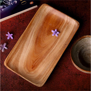 Grand plateau de service en bois fait main Plateau de service rustique avec impression décorative à la main - Product Image 1