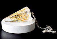 Péndulo de Radiestesia de Cuarzo Natural Transparente Personalizado, Cristal Espiritual Pulido, Hecho a Mano, de Alta Calidad, Reiki Hindú para Sanación
