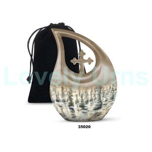 Urna para adultos de cremación de ajedrez con gota de lágrima marrón para cenizas humanas, urna conmemorativa de cruz grande decorativa con bolsa de terciopelo gratis - Product Image 6