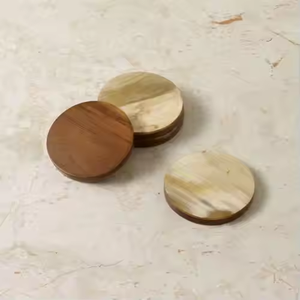 Dessous de verre à thé texturé en corne de buffle Dessous de verre carrés ronds par artisanat en croissant - Product Image 2