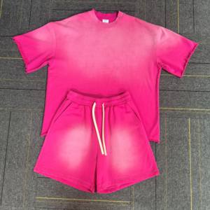 Conjunto corto con logotipo personalizado, chándal personalizado ajustado, ropa de verano para hombre, conjuntos nuevos para hombre, servicio OEM, diseño sólido 100% algodón - Product Image 2