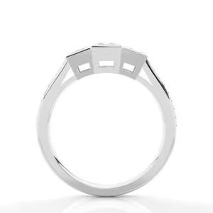 Bague d'éternité en or blanc 14 carats avec 3 pierres taillées princesse Bague de fiançailles d'anniversaire en diamant Moissanite originale Ensemble de lunette en vermeil Fine - Product Image 3