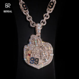 Colgante de cadena 3D con letras y diamantes de moissanita VVS que pasan la prueba del diamante, estilo hip hop personalizado, colgante con nombre de diamante en forma de pera, joyería para hombre - Product Image 2