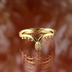 Bague en laiton au design tendance, style bohème, pour femmes, plaquée or 18 carats, motif couronne et chevron, fine, pour la vente en gros/OEM/ODM - Product Image 2