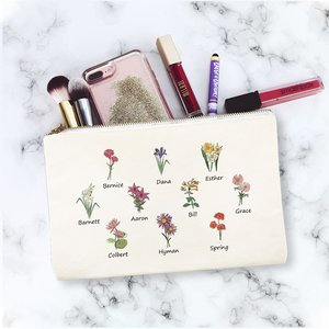 Bolsa de Maquillaje de Lona Personalizada con Flor de Nacimiento, Gran Capacidad, con Cierre de Cremallera, Regalo para el Día de la Madre o Cumpleaños para Mamá o Abuela - Product Image 6