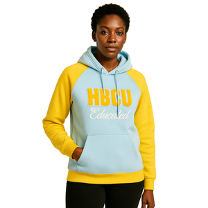 Sudadera con Capucha Azul Bebé con Mangas Raglán, Bordado Chenille, Orgullo Universitario de la Hermandad Griega Divine Nine, Logotipo Personalizado - Product Image 1