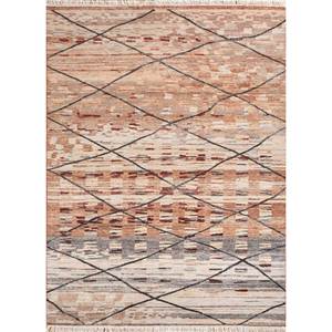 Alfombra Afgana de Lana Anudada a Mano Zuri EA-7114, Roja y Naranja, Geométrica Abstracta, de Viscosa, para Sala de Estar, Pasillo, Forma Rectangular - Product Image 1