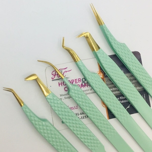 แหนบต่อขนตาโลโก้ขนมิงค์มาใหม่แหนบสแตนเลสปลายแหลมแบบทนทานด้ามจับเรียบ - Product Image 2