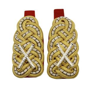 Épaulettes d'uniforme de luxe sur mesure, reproduction allemande de qualité supérieure, brodées à la main, en dentelle, à coudre, avec fermeture auto-agrippante, 100% bouillon, pour uniformes - Product Image 1