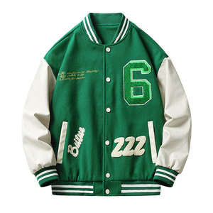 Veste d'université de rue, Logo personnalisé, patchs, veste de Baseball, veste d'université en polaire - Product Image 5