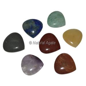 Letras sánscritas grabadas Juego de discos de siete chakras Mano curvada Forma ovalada Pulido Amor Piedra preciosa Artesanía para meditación espiritual - Product Image 2