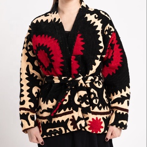 Bohemian Cotton <b>Kimono</b> Jacket V-Neck Floral Embroidery <b>Plus</b> <b>Size</b> Full Sleeve Loose Fit Adult Casual Dress Eco-Friendly - Product Image 1