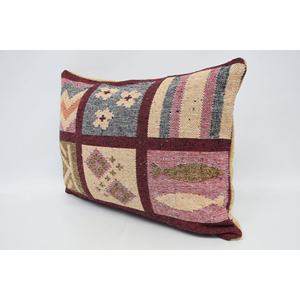 Almohada de lana bohemia de lujo rojo 20x28 pulgadas tejido Vintage y patrón esponjoso ropa de cama acento para Navidad - Product Image 4