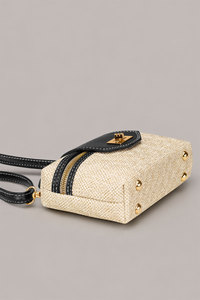 Custom Logo Women's Woven <b>Vanity</b> <b>Case</b> Crossbody Trunk Bag Zipper Waterproof OEM Black Top Handle ODM Private Label Manufacturer - Product Image 3