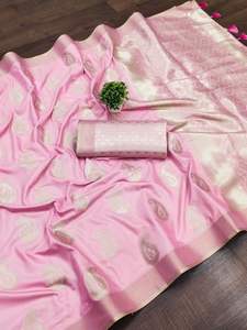 Nouveau lancement doux coton soie avec tissage blouse pièce sari pour femmes - Product Image 5