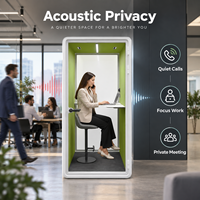 Cabine de bureau acoustique moderne pour une personne, cabine téléphonique insonorisée, cabine de confidentialité en verre pour une disposition flexible du lieu de travail