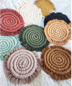 Revestimientos de macramé | Posavasos de color sólido | Posavasos para bebidas Boho Home Decor - Product Image 2