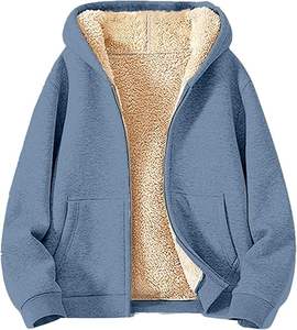 Men's Customizable <b>Black</b> Bomber Jacket with Hood Thick Fleece <b>Windbreaker</b> for Winter Casual Long Length Solid Woven Fabric - Product Image 4