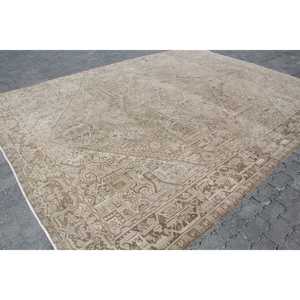 10x12.7 ft Rug, Turkish Rug, Vintage <b>Brown</b> <b>Wool</b> Animal Print Rug - Product Image 3