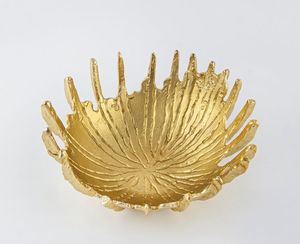 Bol à fruits en aluminium laqué laiton antique, motif tournesol, métal poli, écologique, style américain, cadeau d'affaires, dattes, 0,4 kg - Product Image 5