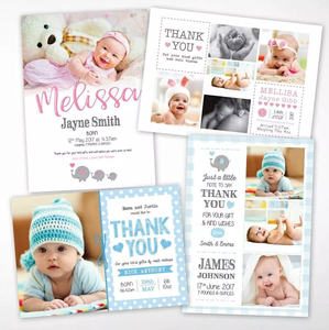 Gepersonaliseerde schattige baby-bedankkaartjes, foto-verjaardagsbedankkaartjes, ontwerp voor uitnodigingskaartjes voor een nieuwe baby's verjaardagsfeestje - Product Image 4