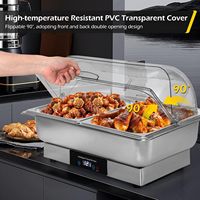 Chauffe-plats électrique en acier inoxydable pour buffet avec couvercle transparent pour la restauration hôtelière