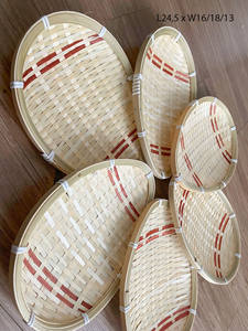 Plateau tissé en bambou fait main panier de service naturel écologique pour fruits et collations - Product Image 2