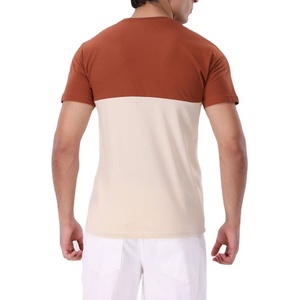 เสื้อยืดผู้ชายผ้าฝ้าย 100% ทรงเข้ารูป ยืดหยุ่นได้ ดีไซน์แผงต่อผ้า รุ่นใหม่ล่าสุด เสื้อผ้าฤดูร้อน ลายย้อมสีพื้น ทอแบบพิเศษ - Product Image 2