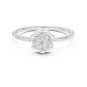 แหวนหมั้นเพชรทรงกลม 0.14 กะรัต ทองคำ 14K สำหรับผู้หญิง |   ได้รับการรับรองจาก IGI สไตล์คลาสสิก - Product Image 3