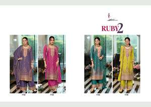 Nouvelle variété de tenue traditionnelle indienne vente chaude lourd Chinon Salwar Suit & Dupatta avec la fabrication de travaux de broderie de l'Inde - Product Image 4