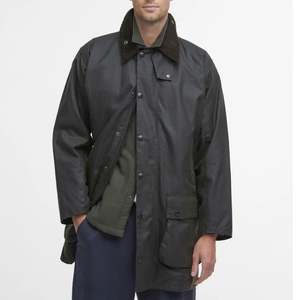 Chaqueta ecológica impermeable encerada con logotipo frontal y cuello con capucha de estilo callejero de lona pesada de nailon 100% personalizada para hombre - Product Image 1