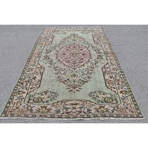พรมตุรกีโบราณ5.7 X 8.7ft ชนเผ่าขนแกะสีน้ำตาลอมเขียวเย็บปะติดปะต่อกันพรมห้องนั่งเล่นพร้อมยางรองสำหรับวัยรุ่น - Product Image 1