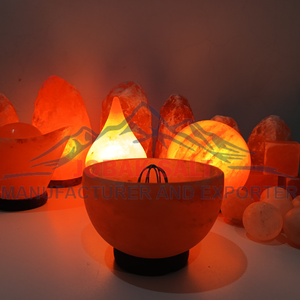 Lámpara de tazón de sal del Himalaya de calidad superior con base de madera de estilo Feng Shui tallada para decoración del hogar - Product Image 4