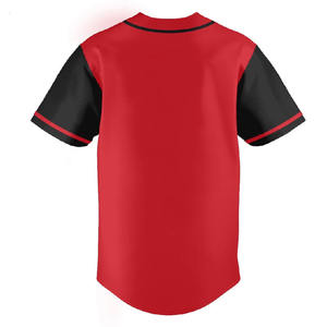 Maillot de baseball personnalisé rouge et noir pour hommes, respirant, polyester 220G, uniforme d'équipe OEM avec logo imprimé - Product Image 4