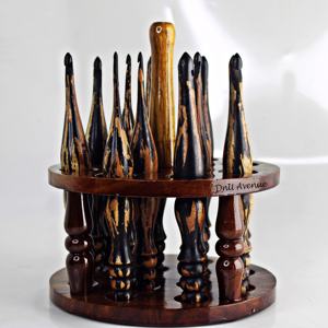 Decor N Utility Craft Neemwood Crochet <b>Hooks</b> Natural Hand Turned Ergonomic Set 6x4 for Knitting & <b>Crocheting</b> with Stand - Product Image 4