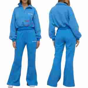 Customized Men Winter Solid Heavyweight Crop <b>Top</b> Tracksuit <b>Zip</b>-<b>Up</b> Sweatshirt Hoodie High Quality Street Wear Hip Hop Sweatpants - Product Image 1