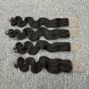 Cierre de encaje transparente 2x4 cuerpo ondulado crudo cabello vietnamita cutícula completa alineada extensiones de cabello humano - Product Image 2